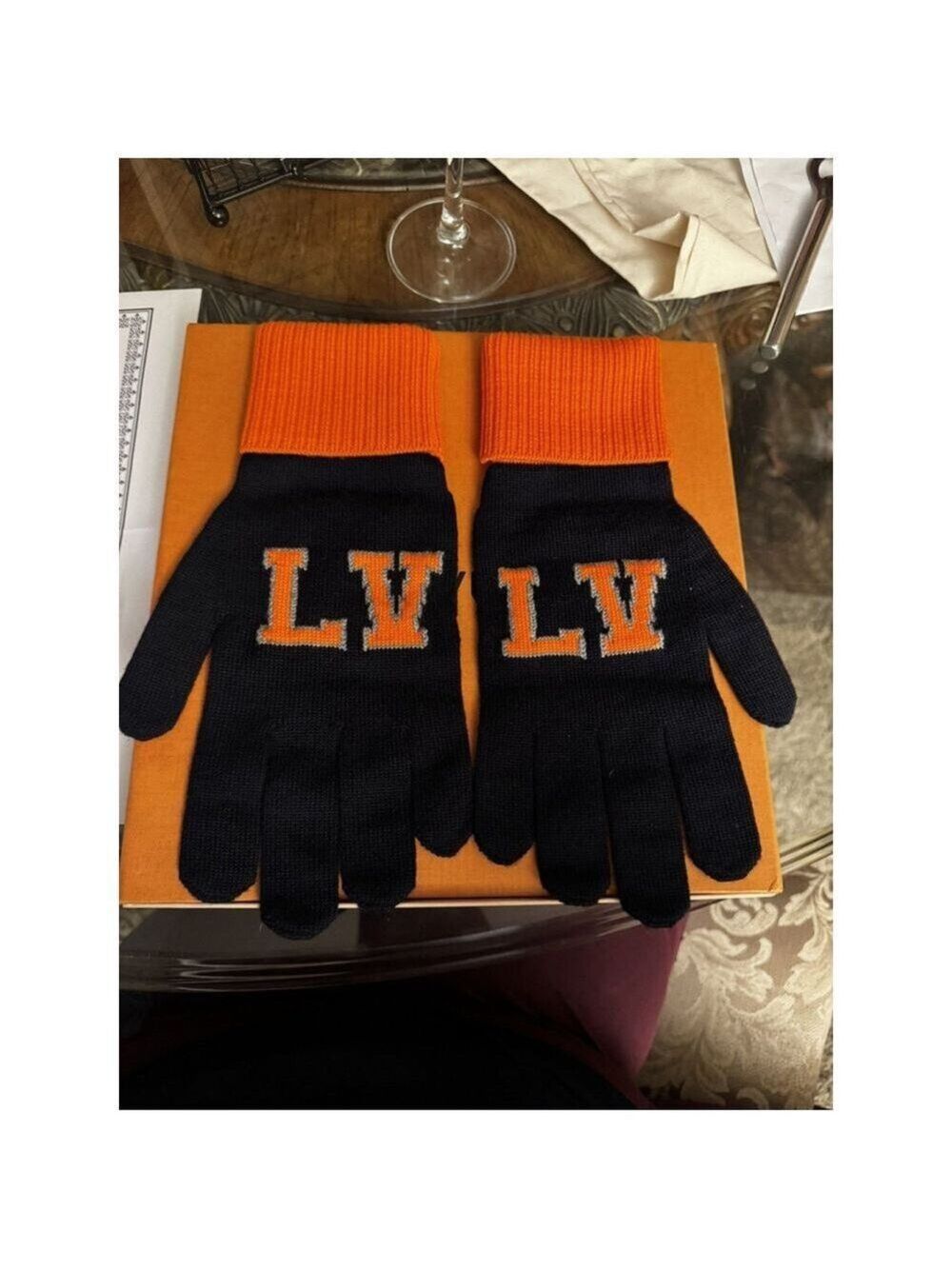 Louis Vuitton Gon Louis Marine Large Navy & Orange Gloves Box, COA